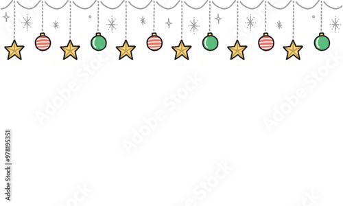 クリスマスオーナメントのイラスト背景素材　白背景