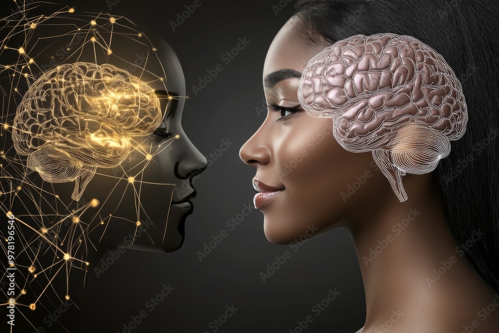 Side profile of a woman with glowing brain and neural connections symbolizing cognitive clarity intellectual empowerment and mental strength in a radiant conceptual visual style Side profile of a woman with glowing brain and neural connections symbolizing cognitive clarity intellectual empowerment and mental strength in a radiant conceptual visual style