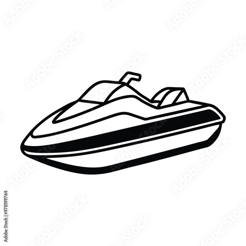 personal water boat silhouette vector illustration on white background
 photo