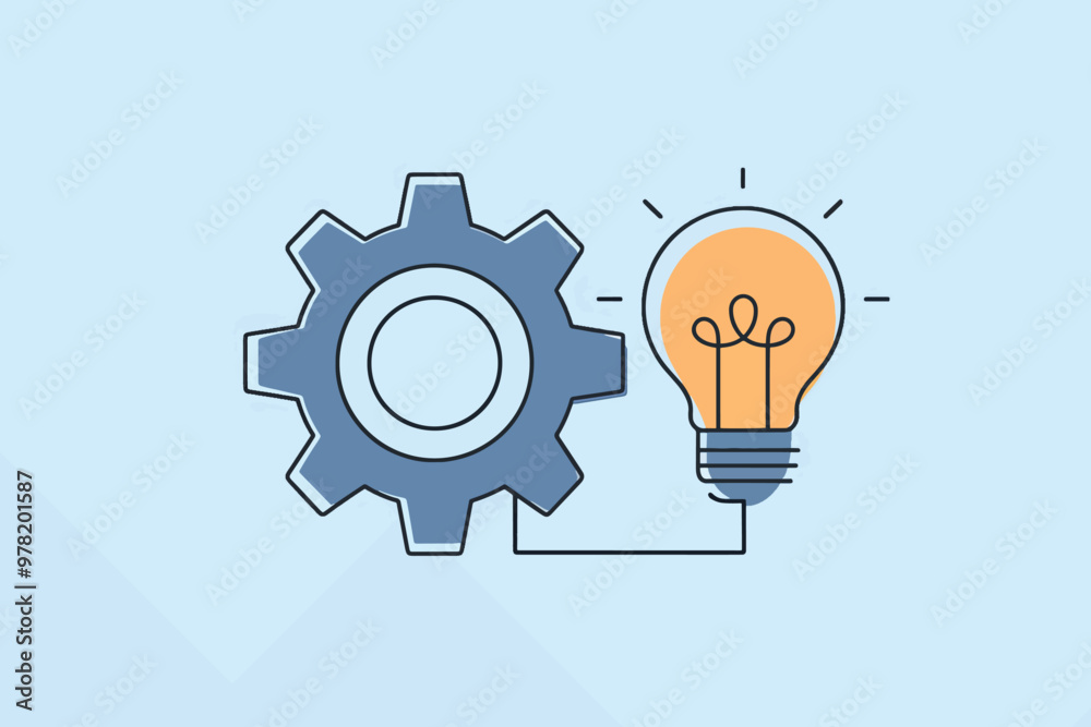 Gear and light bulb, concept of idea and creativity. Gear and light bulb, concept of idea and creativity.
