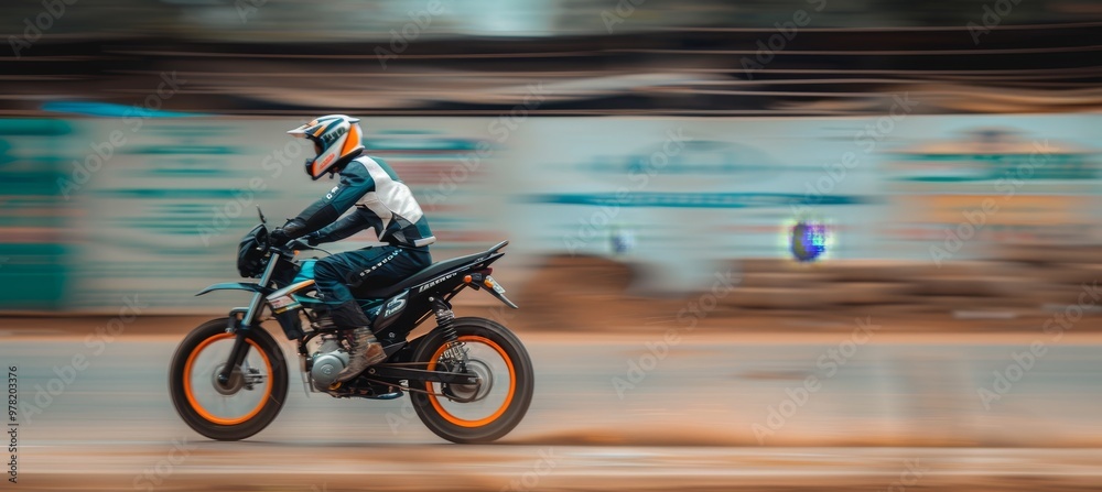Dynamic motorcycle racing on track with fast action shots and motion blur effects Dynamic motorcycle racing on track with fast action shots and motion blur effects