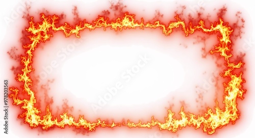 Fiery Flame Frame Background - Dynamic Burning Border for Intense Designs png  photo