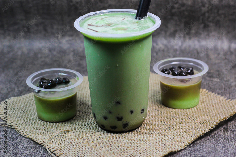 Green tea latte with bubble Green tea latte with bubble
