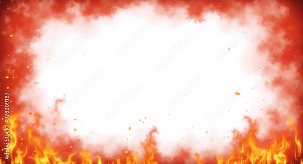 Fiery Flame Frame Background - Dynamic Burning Border for Intense Designs png 