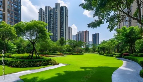 Lush Green Urban Forestation Enhancing Residential Areas for Sustainability and Quality of Life