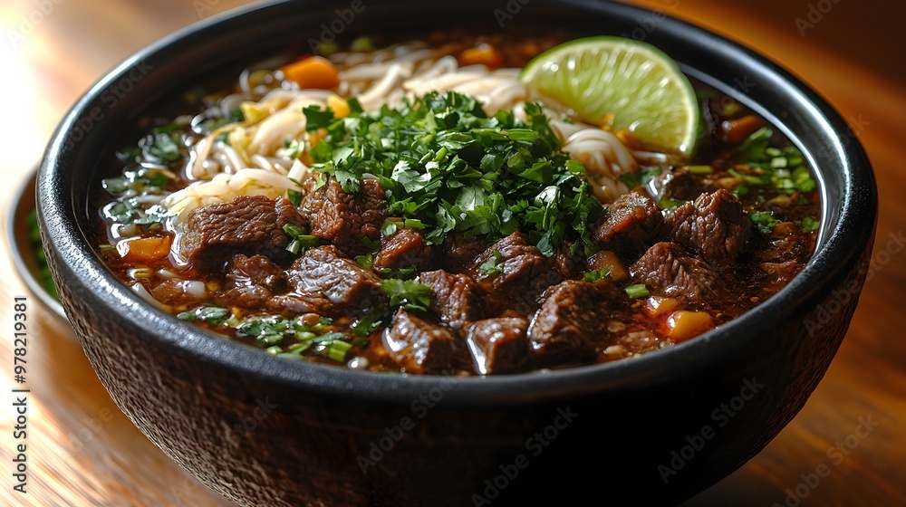 Flavorful Thai Boat Noodle Soup with Tender Beef and Fresh Herbs Flavorful Thai Boat Noodle Soup with Tender Beef and Fresh Herbs