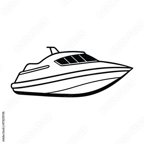jet boat silhouette vector illustration on white background
