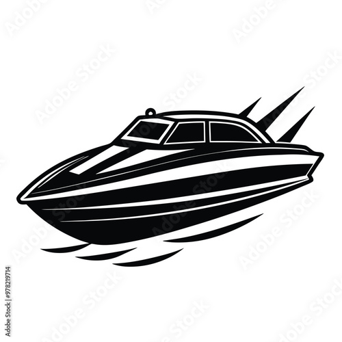 jet boat silhouette vector illustration on white background
