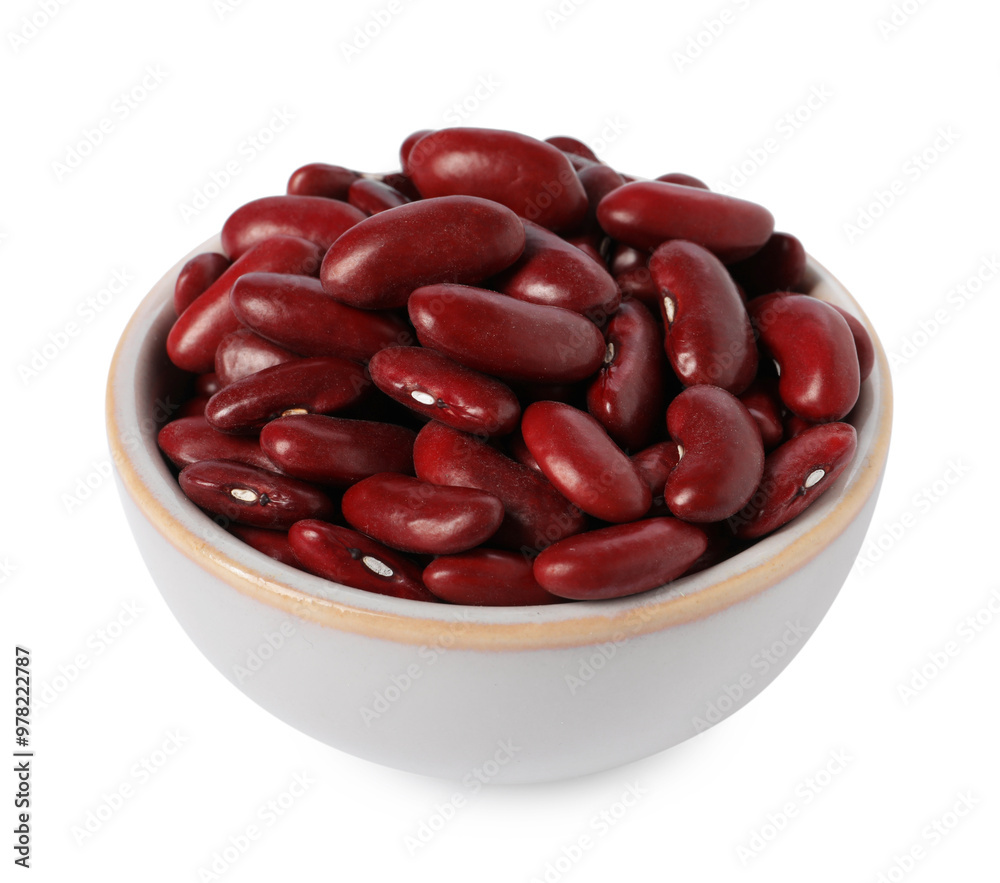 Dried red beans in bowl isolated on white Dried red beans in bowl isolated on white