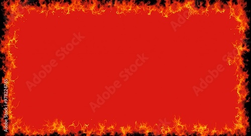 Fiery Flame Frame Background - Dynamic Burning Border for Intense Designs png  photo