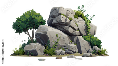 Rock Garden Park elements icon 3D Cartoon photo