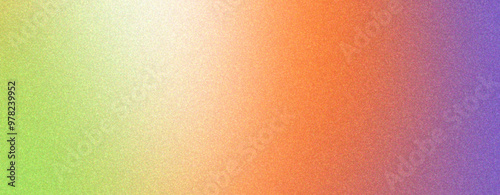 Abstract grainy gradient purple, orange and pastel green, retro design header banner cover.