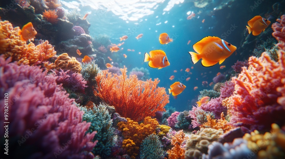 Naklejka premium Vibrant Underwater Paradise