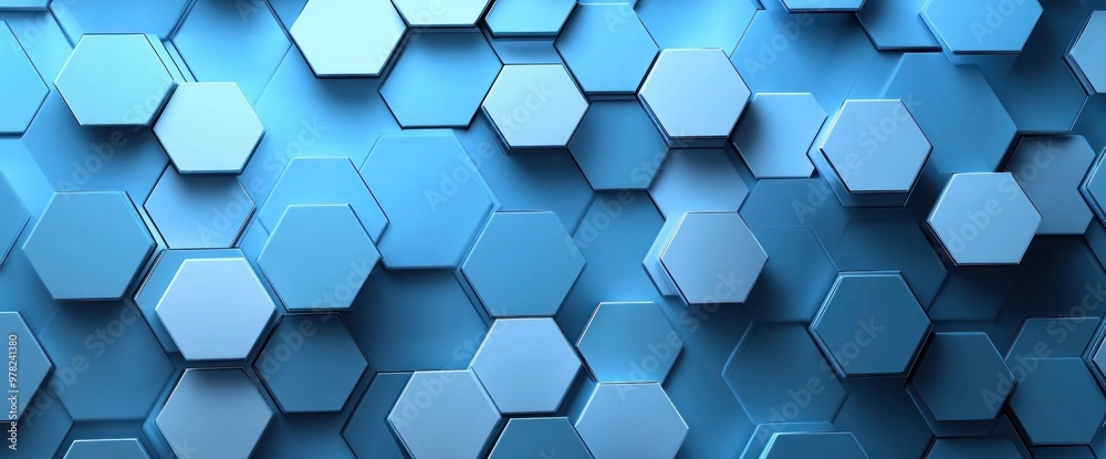 A pattern of hexagonal shapes in varying shades of blue, creating a modern graphic design. A pattern of hexagonal shapes in varying shades of blue, creating a modern graphic design.