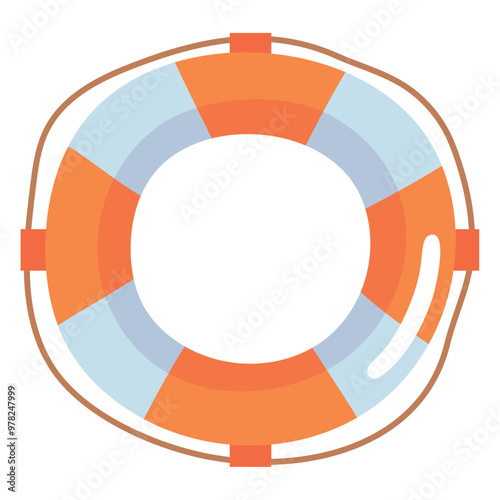 lifebuoy with white stripes and a rope