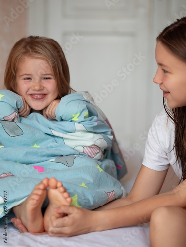 Tickled feet. Image with selective focus 