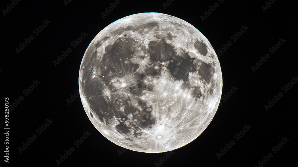 Obraz premium full moon shines brightly in night sky, captivating all who gaze upon it