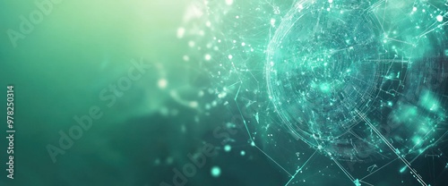 Abstract digital visualization with glowing particles and interconnected lines.