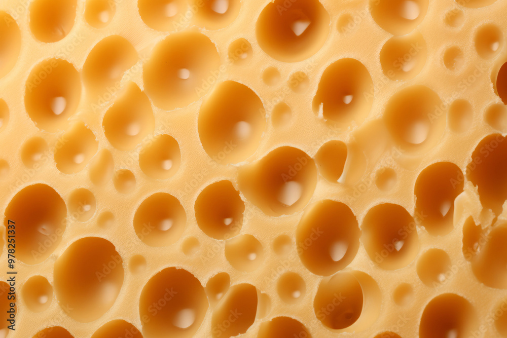 Processed texture of radomer or maasdam yellow cheese with large holes close up. Detailed photo of cheese surface Processed texture of radomer or maasdam yellow cheese with large holes close up. Detailed photo of cheese surface
