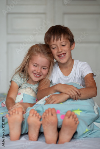 Brother and sister. Imagine with selective focus 