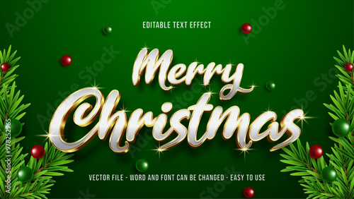 Merry christmas text effect, celebration text style effect