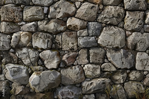 Photo of Old grey antique cobble stone wall. Background texture for backdrops or mapping photo