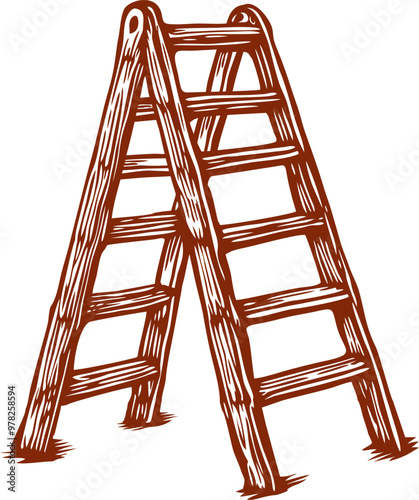 Beautiful Classic Hand Drawing Ladder Illustration