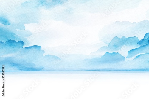 Soft watercolor sky with light clouds fading into a clean white backdrop, dreamy, artistic impression of the sky