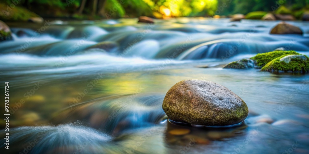 Stone sitting in the middle of a seething stream of water, stone, water, stream, nature, flowing, motion, tranquil, peaceful Stone sitting in the middle of a seething stream of water, stone, water, stream, nature, flowing, motion, tranquil, peaceful