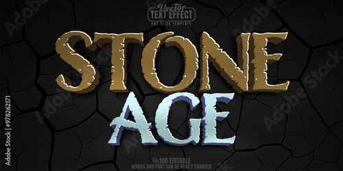 Stone editable text effect, customizable age and prehistoric 3d font style