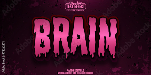 Zombie editable text effect, customizable brain and undead 3d font style