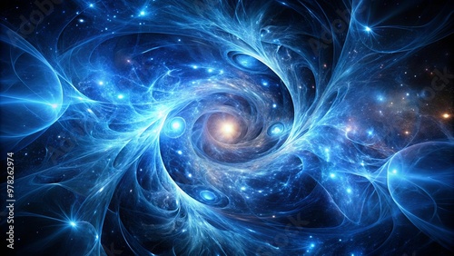 Mysterious abstract in shades of indigo and black representing dark matter and dark energy in the universe