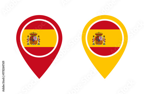 Spain flag location icon set