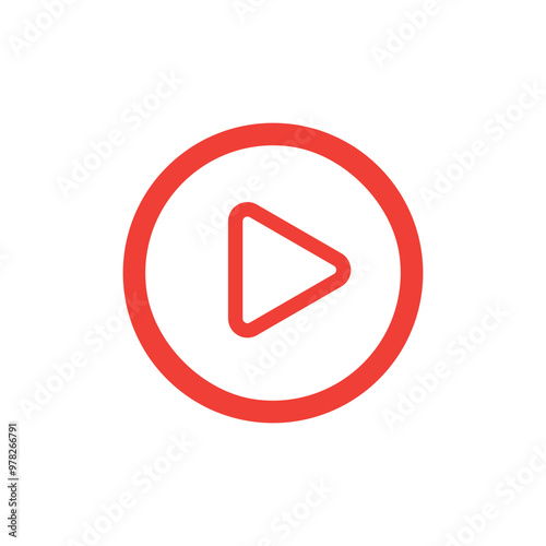Red play Button Icon in Circle on white background. Vector illustration. Free Download Red play Button Icon in Circle on white background. Vector illustration. - GFXLoad