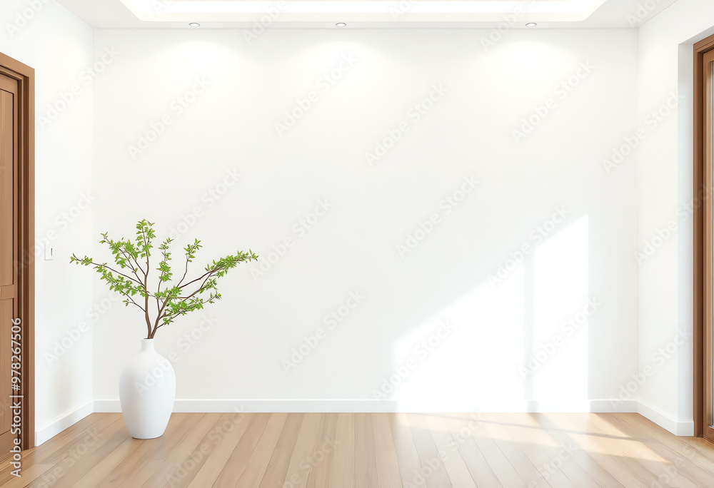 photo empty white wall interior with small plant photo empty white wall interior with small plant