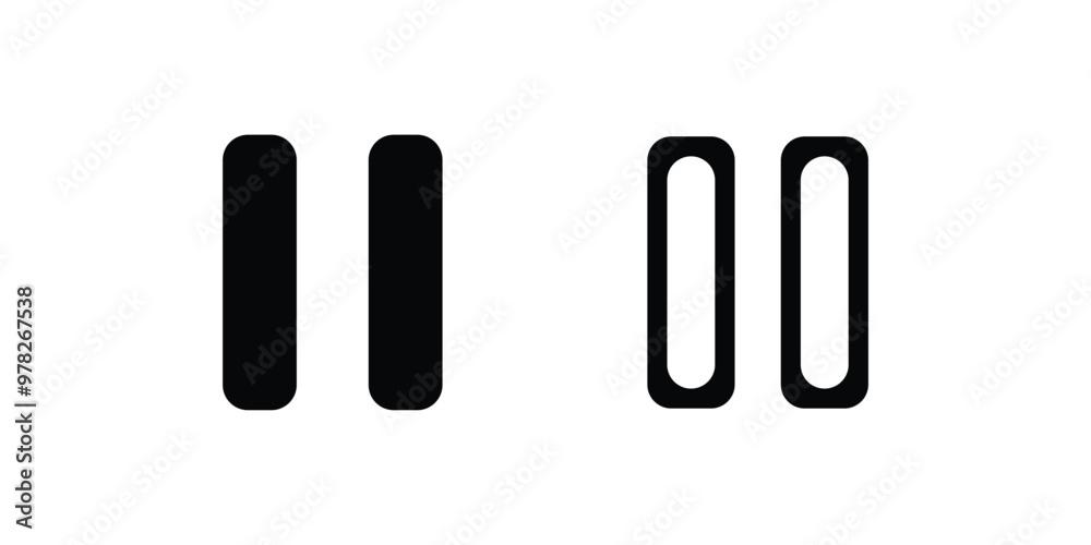 Pause button icon vector symbols, sign isolated on white background design. Pause button icon vector symbols, sign isolated on white background design.