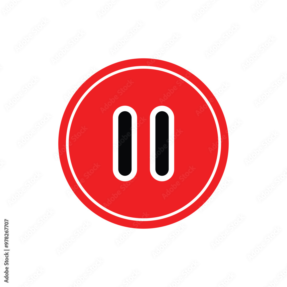 Pause red button icon vector symbols, sign isolated on white background design. Pause red button icon vector symbols, sign isolated on white background design.