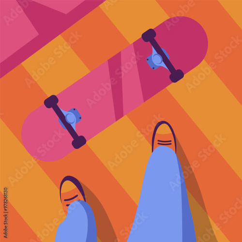 The activity of skateboarding in the morning