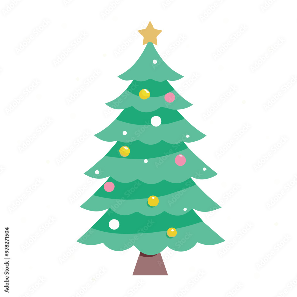 Christmas Tree with Ornaments Vector on a White Background Christmas Tree with Ornaments Vector on a White Background