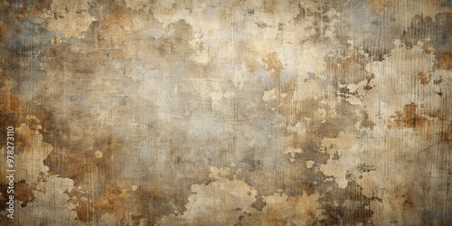 Grungy abstract canvas backdrop with gray and brown stains