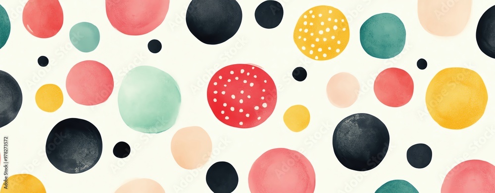 Subtle pastel polka dots on a white background, playful and lighthearted, ideal for whimsical designs