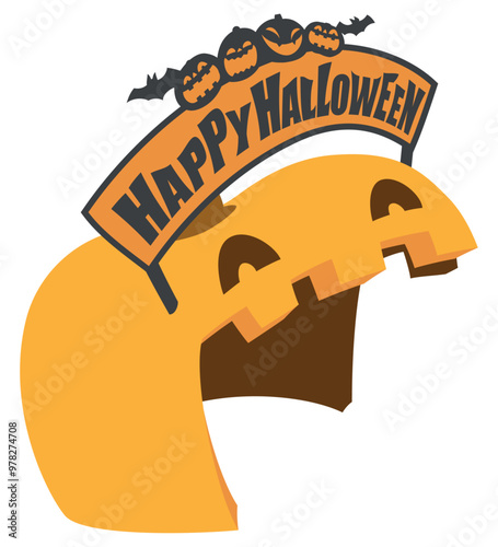 ジャックランタンの入口風ハロウィンロゴ