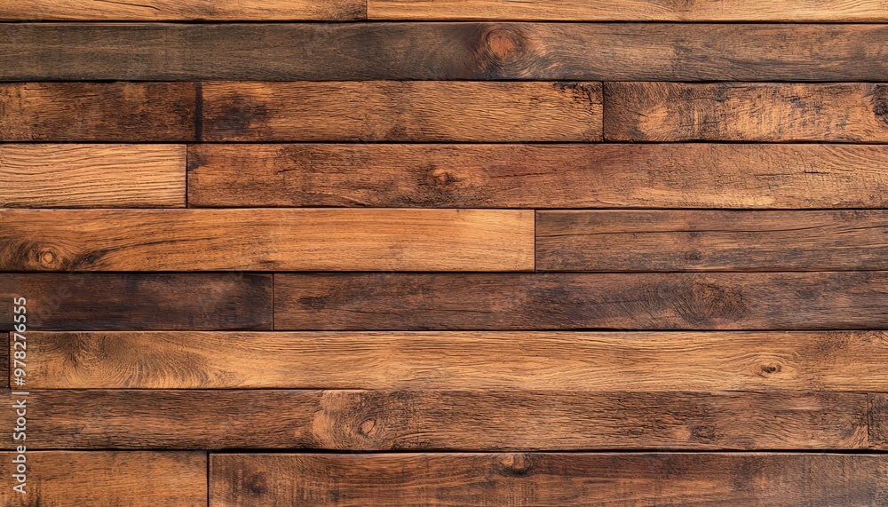 Naklejka premium Rustic wooden wall with knots and grain patterns, warm and inviting, handcrafted look