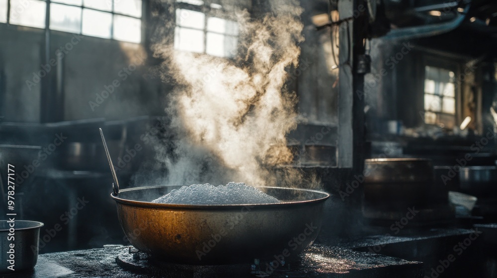 Boiling Pot in a Rustic Workshop Boiling Pot in a Rustic Workshop