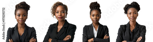 female african american business woman isolated on transparent background.