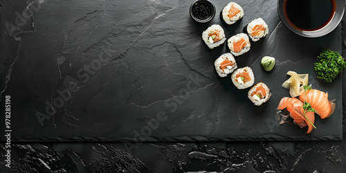 Sushi on Slate Background