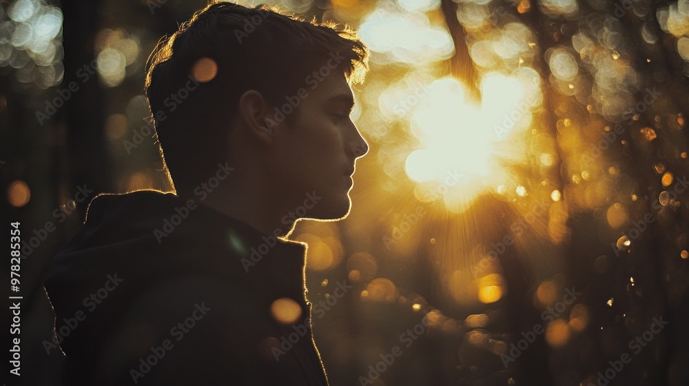 Man Silhouetted by the Setting Sun Man Silhouetted by the Setting Sun