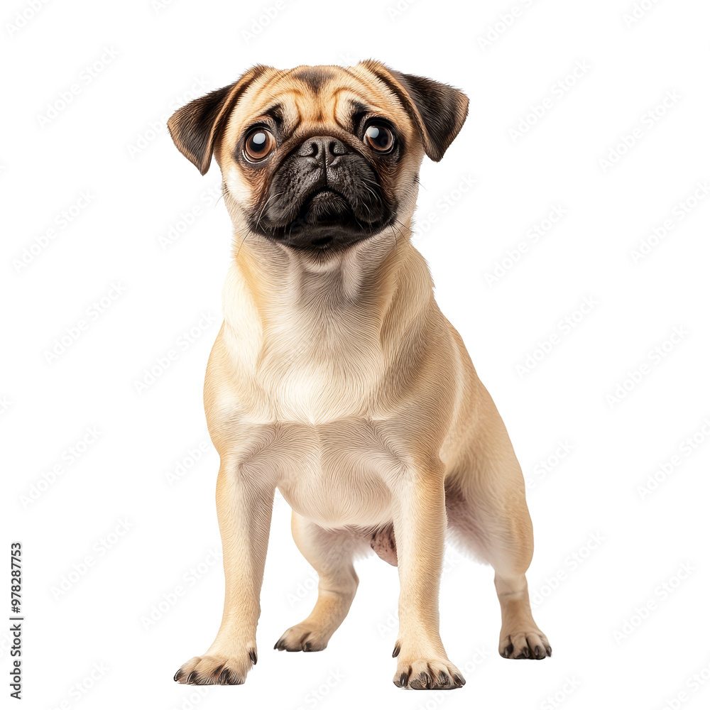 Adorable Pug Sitting with Big Eyes Adorable Pug Sitting with Big Eyes