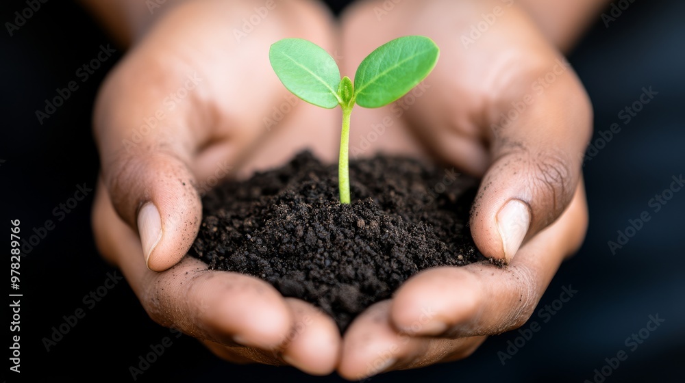 A pair of hands gently holding a small green sapling in rich soil with sunlight shining through the leaves The Ray Flower light illuminates the scene representing growth regeneration and the protectio A pair of hands gently holding a small green sapling in rich soil with sunlight shining through the leaves The Ray Flower light illuminates the scene representing growth regeneration and the protectio