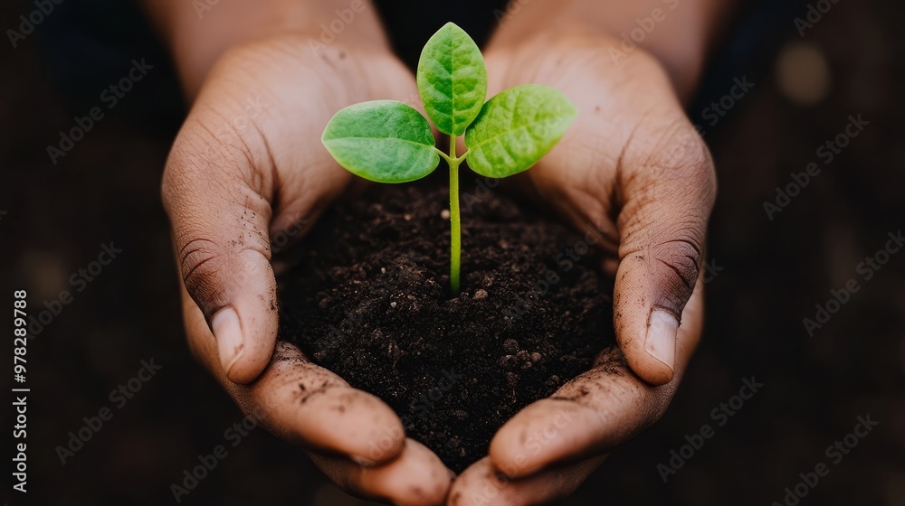 A pair of hands gently holding a small green sapling in rich soil with sunlight shining through the leaves The Ray Flower light illuminates the scene representing growth regeneration and the protectio A pair of hands gently holding a small green sapling in rich soil with sunlight shining through the leaves The Ray Flower light illuminates the scene representing growth regeneration and the protectio